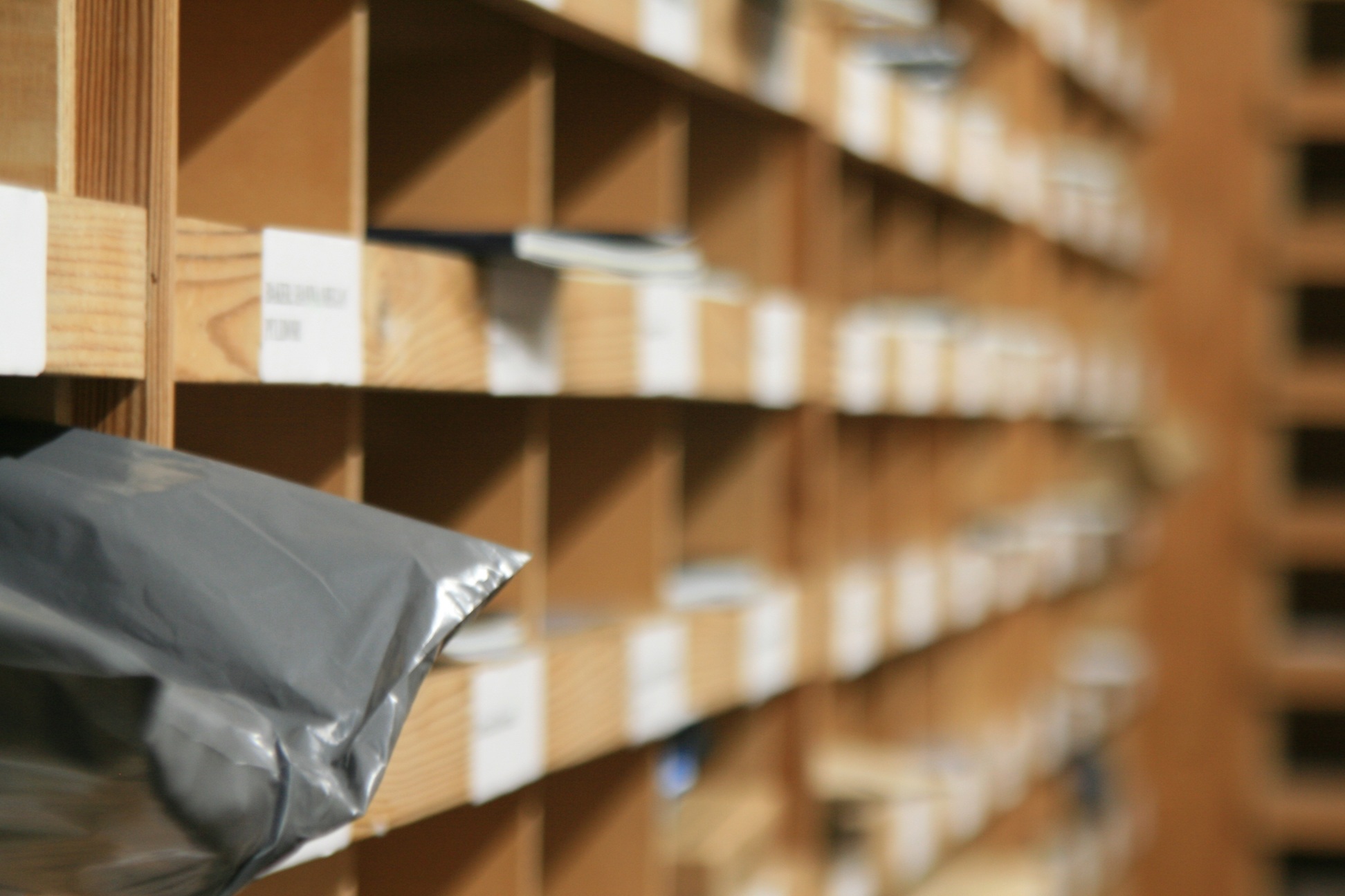 photo of items in pidgeon holes (pidges)